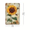 Nástěnná kovová cedule. Slunečnice a čmeláci 30 x 20 cm