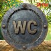 2D kulatá plechová cedule Wécéčko. pr. 20 cm
