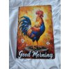 2D plechová cedule Dobré ráno s kohoutem 20 x 30 cm