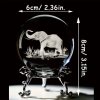 3D gravírovaná skleněná koule Slon  6cm