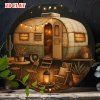 Kulatá plechová cedule Camper. Průměr 20 cm