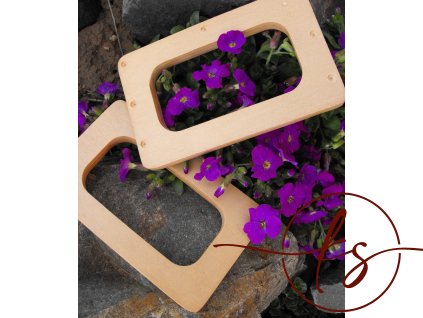 Dřevěné obdélníkové rukojeti/ucha s průřezem a 7mi šroubky