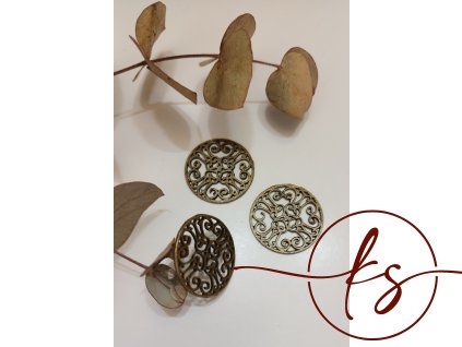 Filigrán / kovový mezidíl vyřezávaný masivní, 28 mm