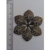 Filigránový květ kovový 60x53 mm, barva: bronzová a stříbrná