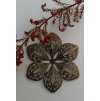 Filigránový květ kovový 60x53 mm, barva: bronzová a stříbrná