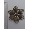 Filigrán / kovový výřez ozdobný květinový 57 mm, bronz