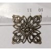 Filigrán čtvercový kovový antický 26x26 mm, bronz