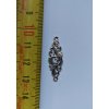Filigrán kovový podlouhlý antický 30×10 mm, antická stříbrná