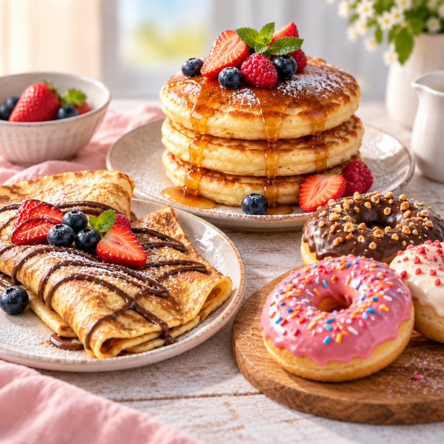 🥞🍩 Lívance, palačinky a donuty: tři sladké klasiky s dlouhou historií