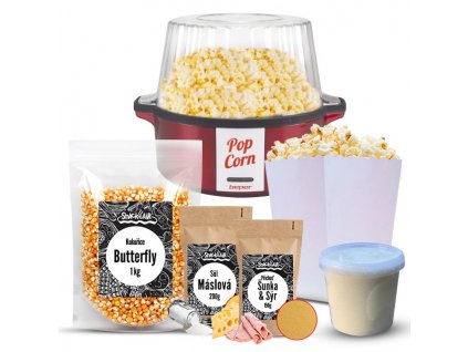 Výhodný kulatý popcorn výrobník set