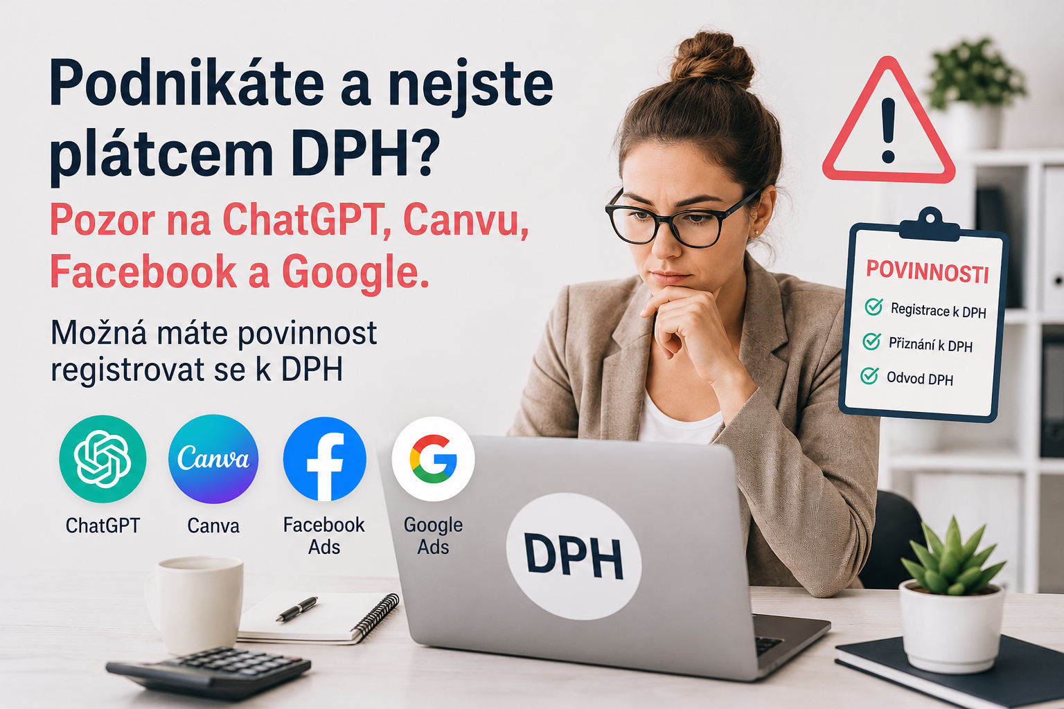 Podnikáte a nejste plátcem DPH? Pozor na ChatGPT, Canvu, Facebook a Google. Možná máte povinnost registrovat se k DPH