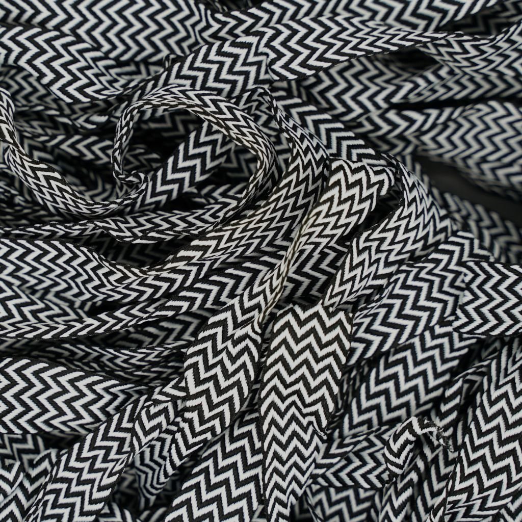 Lanvin Curb black-and-white fat shoelaces — extra-wide overlay laces for Curb sneakers, OEM-style pattern for the signature chunky look.