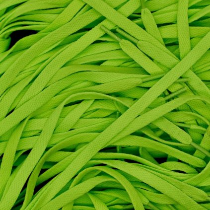 Neon green flat shoelaces — vivid replacement laces for Nike Air Force 1, Dunk and Jordan 1; crisp flat profile for 6–8 eyelet sneakers.