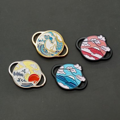Art Series enamel shoelace charms — set of four designs shown together; mix-and-match lace accessories for Nike Air Force 1, Dunk, Air Jordan and Air Max.