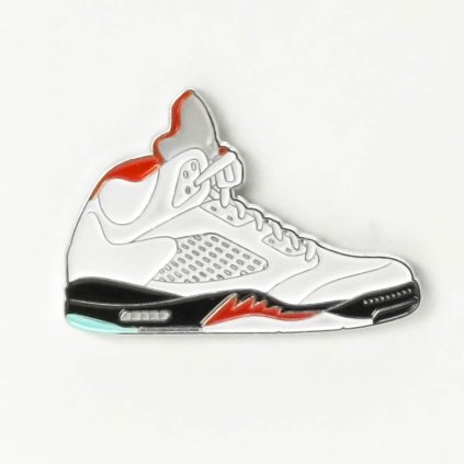 Sneaker pin AJ 5 Fire red Silver tongue