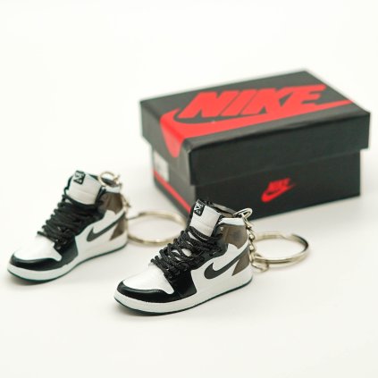 AJ1 “Dark Mocha” mini sneaker keychains (pair) with mini shoe box