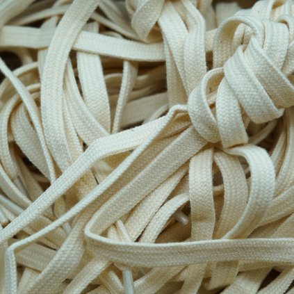 Beige cotton flat shoelaces, 8 mm wide replacement laces for Converse, CDG Play, Dior, LV, Gucci and Rick Owens sneakers (100–160 cm)