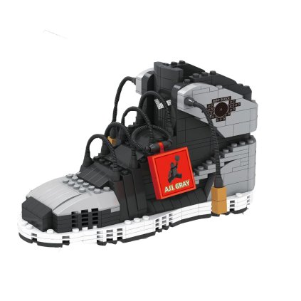 AJ1 “Shadow” Sneaker Bricks — 474-piece display model (front angle)