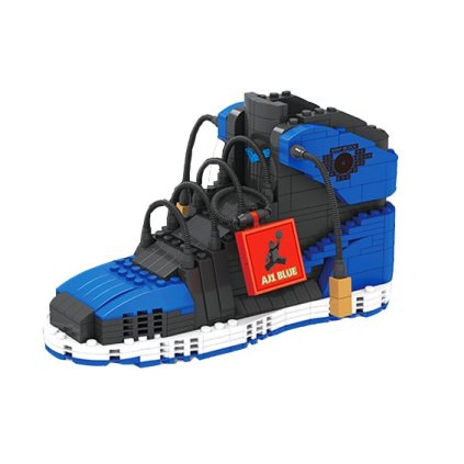 AJ1 “Royal” Sneaker Bricks — 474-piece display model (front angle)