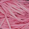 Pink Off-White flat replacement shoelaces with “SHOELACES” print — crisp flat profile for Nike Air Force 1, Air Jordan 1, Dunk and Air Max.