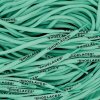 Turquoise Off-White oval replacement shoelaces with “SHOELACES” print — tuned for Nike Air Force 1, Air Jordan, Dunk and Air Max.