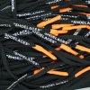 Black Off-White oval shoelaces with orange tips — high-contrast oval laces for Nike Air Force 1, Air Jordan, Dunk and Air Max.