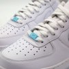 Blue AF1 pastel metal plate fitted to the top eyelets of AF1 laces