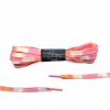 Detail view of pink flat DYE shoelaces, durable polyester sneaker laces in vibrant color