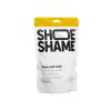 Shoe Shame Wipe and Walk dual-texture sneaker cleaning wipe removing a midsole scuff