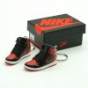 AJ1 “Bred” mini sneaker keychains (pair) with mini shoe box