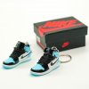 AJ1 “UNC Patent Leather” mini sneaker keychains (pair) with mini shoe box