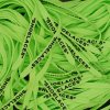 Green Off-White flat replacement shoelaces with “SHOELACES” print — clean flat profile for Nike AF1, Air Jordan 1, Dunk and Air Max.