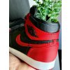 Side view of AJ1 “Bred” sneaker planter showing planting cavity