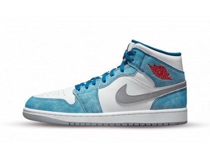 Jordan 1 Mid French Blue Fire Red