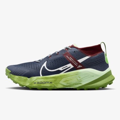 Nike ZOOMX ZEGAMA TRAIL / Thunder Blue Chlorophyll Dark Team Red Summit White - DH0623-403 (Velikost Eur 39|US 6,5|24,5cm)