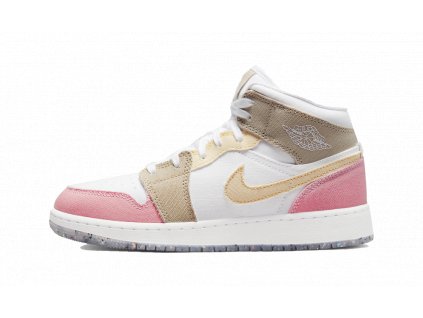 air jordan 1 mid white pink tan gs 1 1000