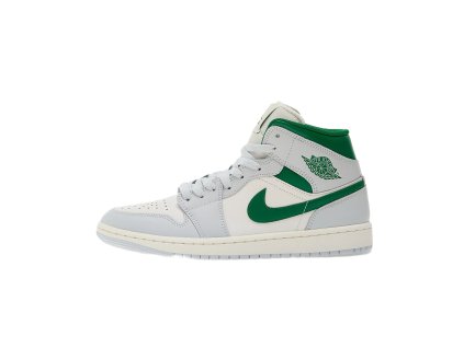 Jordan 1 Mid "White Pure Platinum Pine Green"