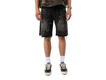 Droven Rhinestone Shorts – Black Washed