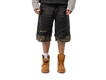 Droven Camo Knee Shorts –  Washed Black