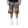 Droven Camo Knee Shorts – Washed blue