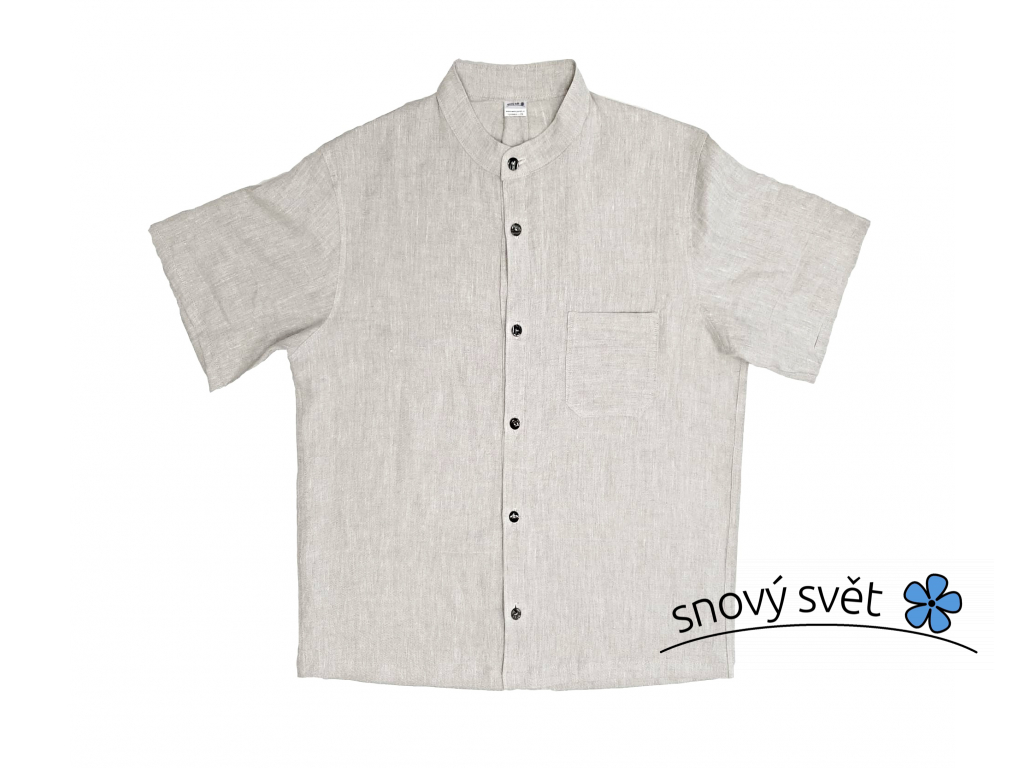Lněná košile melír - krátký rukáv - Snový svět s.r.o.