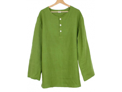 Daja zelená lněná košile - dlouhý rukáv