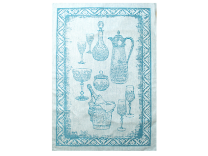 Modré sklo - lněná utěrka