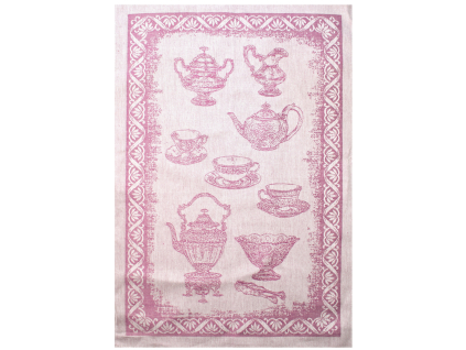 Fialový čajový servis - lněná utěrka