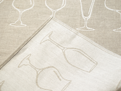 Sklenička přírodní - lněná utěrka žakárová ČR