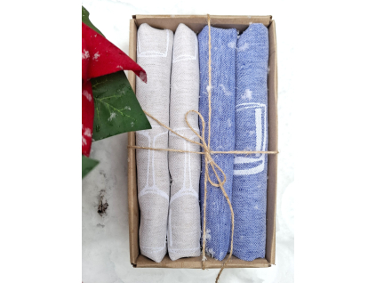Dárkové balení lněných utěrek SKLENIČKA - 4 kusy
