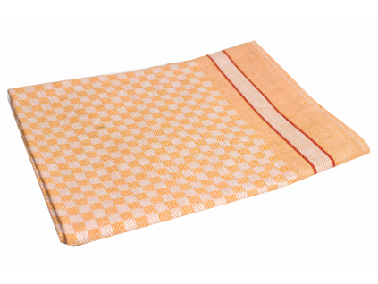 KARO oranžová - lněný ručník - LM0025