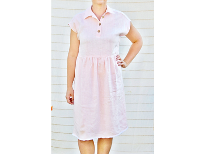 Lněná šaty GLAMI růžové - SS0129_42