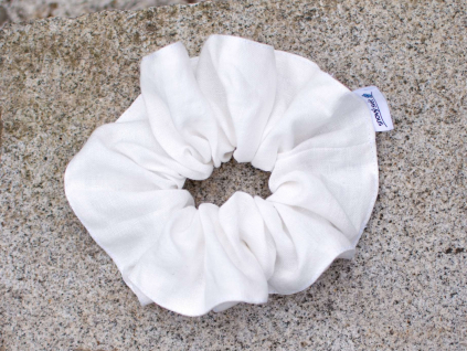 Lněná gumička Scrunchie polobělená 3 cm
