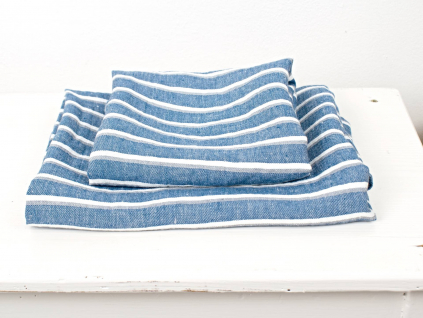Oceán modrý - lněný ručník - sarong